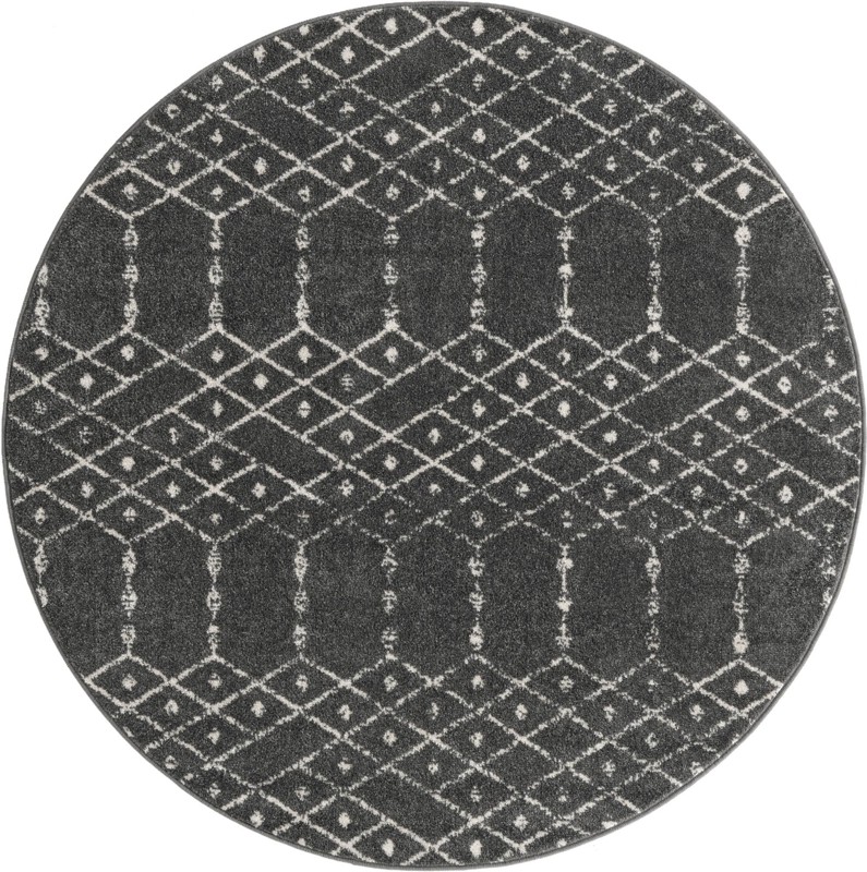 Newcomb · Geometric lattice rug, charcoal and ivory