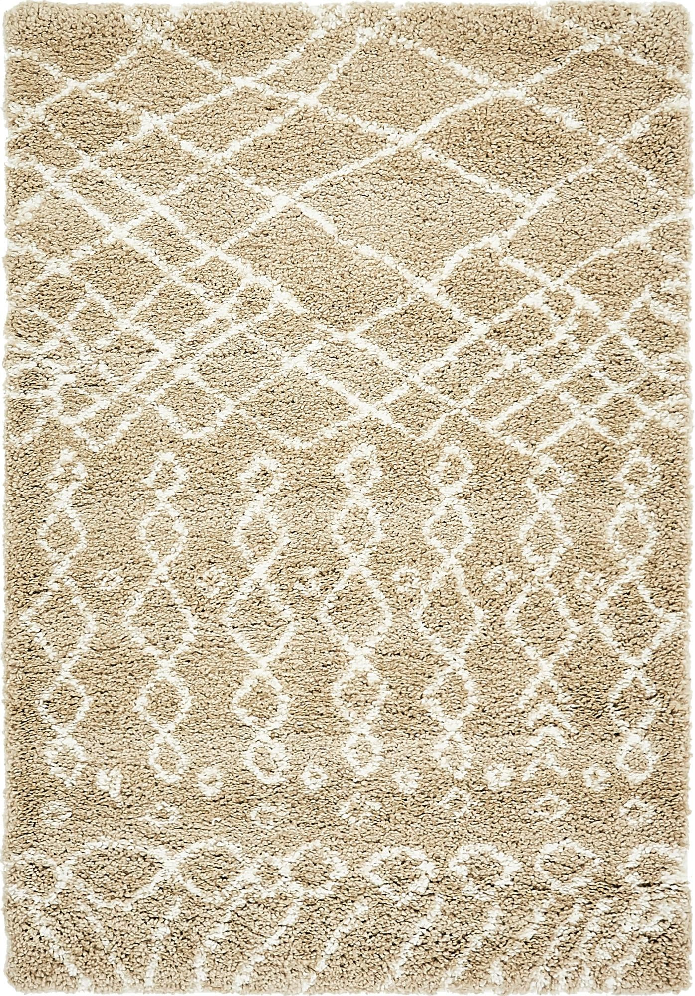 4' x 6' Jameson · Diamond shag rug, taupe and ivory