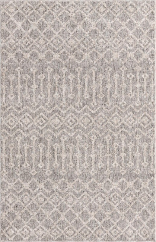 4' x 6' Harlan · Geometric trellis rug, gray and ivory