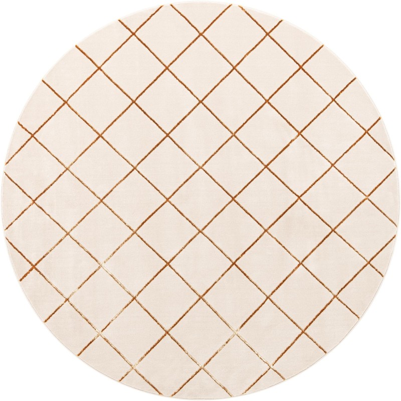 7' 10 x 7' 10 Gilchrist · Diamond rug, white and gold