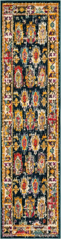 2' 7 x 10' Cullen · Border rug, navy blue
