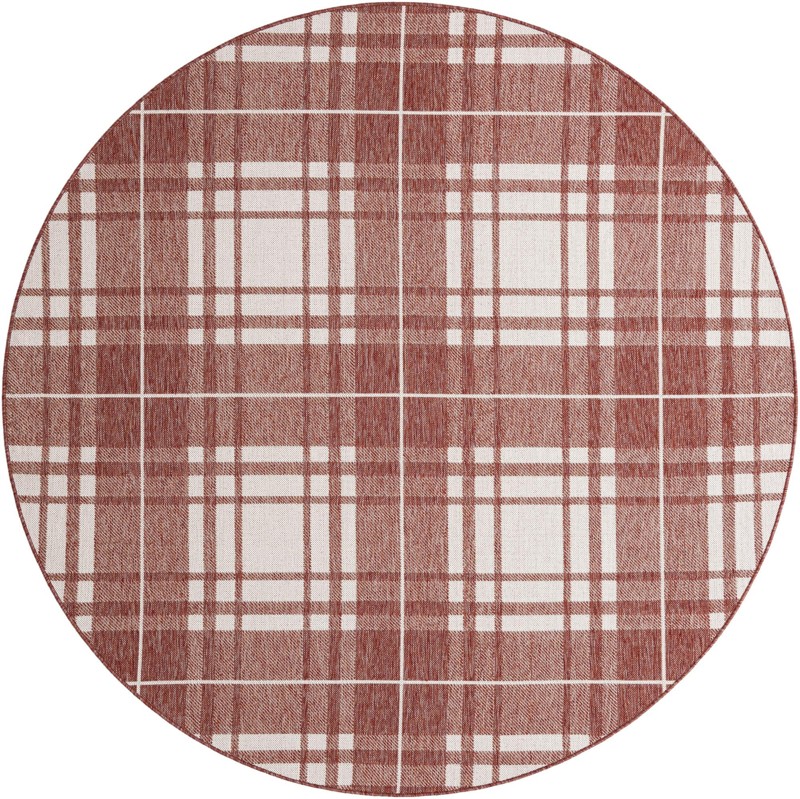 7' 10 x 7' 10 Maguire · Plaid Outdoor Rug, red
