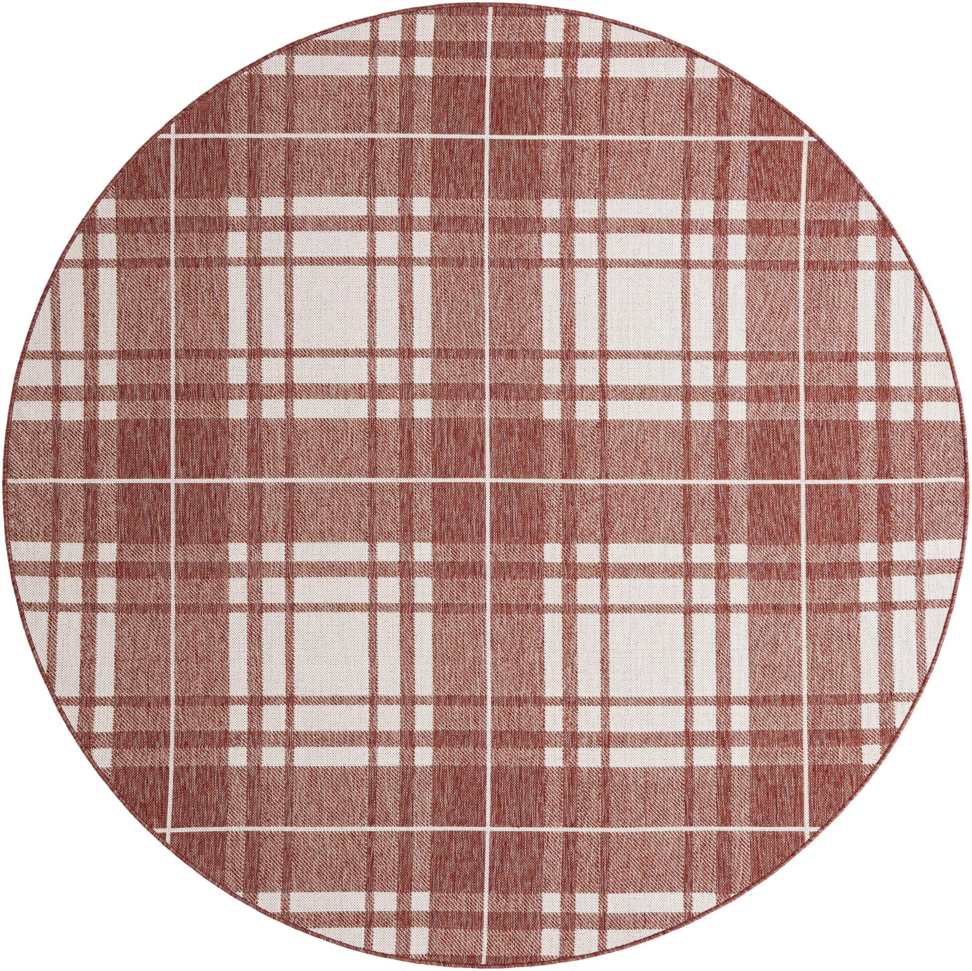 7' 10 x 7' 10 Maguire · Plaid Outdoor Rug, red