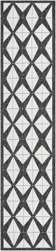 2' 7 x 12' Whyte · Border Outdoor Rug, black and white