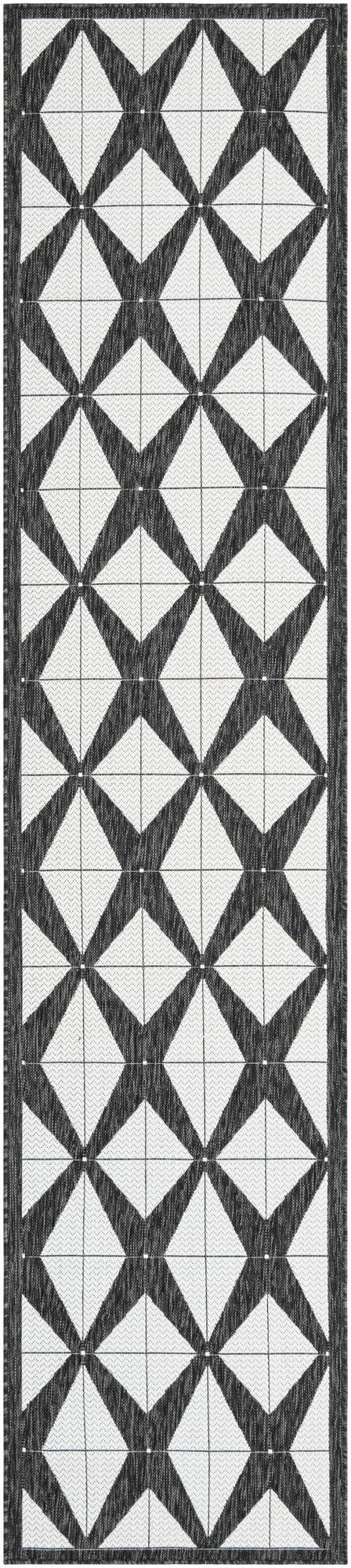 2' 7 x 12' Whyte · Border Outdoor Rug, black and white