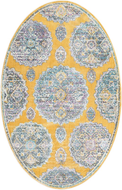 5' 5 x 8' Mather · Medallion rug, yellow