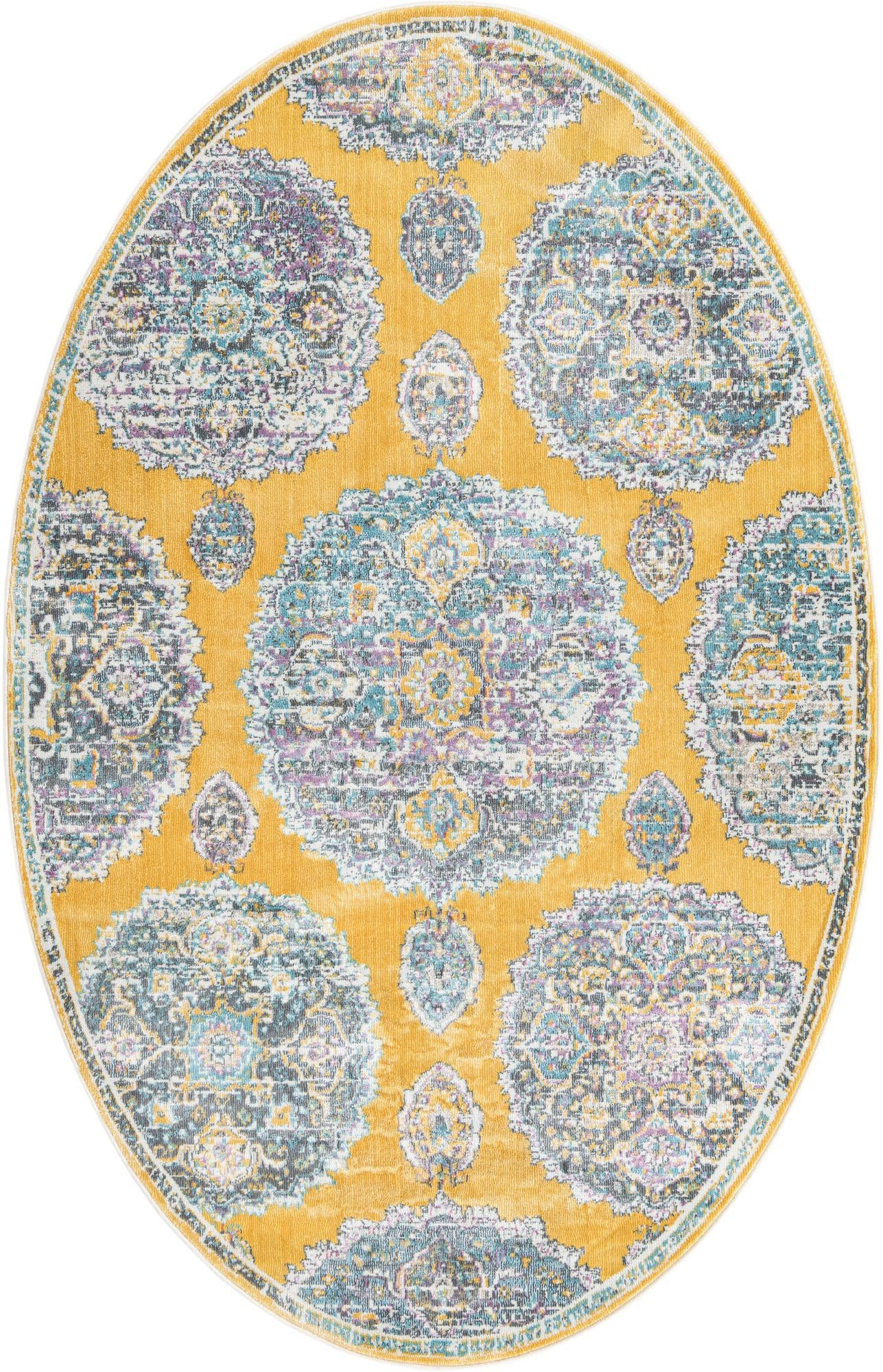 5' 5 x 8' Mather · Medallion rug, yellow