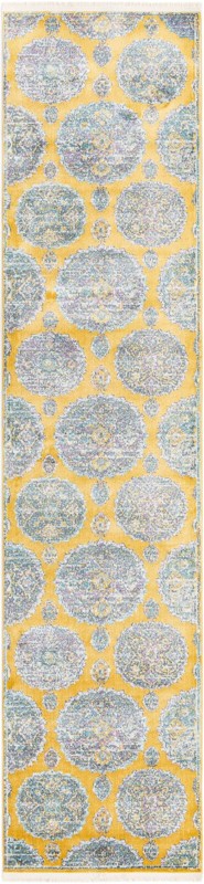 2' 7 x 12' Mather · Medallion rug, yellow