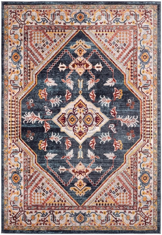 7' x 10' Murray · Border Washable Rug, navy blue