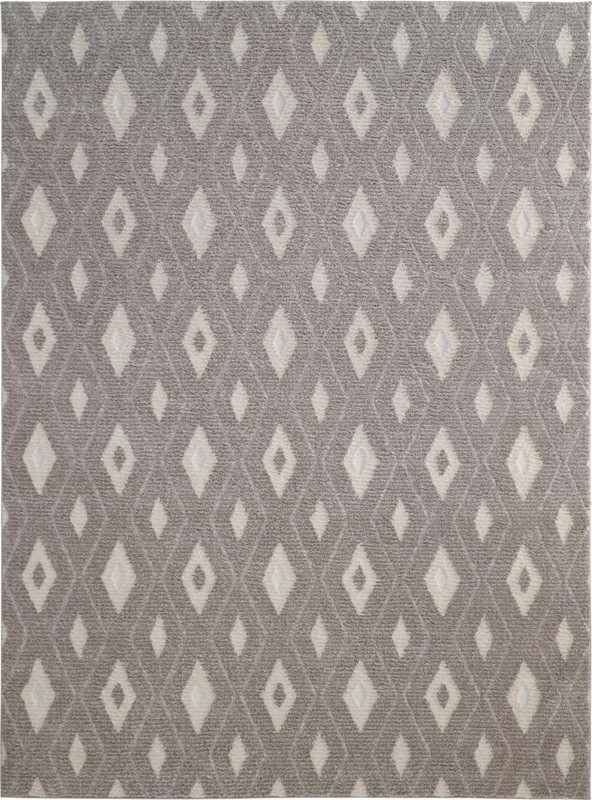 9' x 12' Gaines · Diamond lattice Shag Rug, gray and ivory