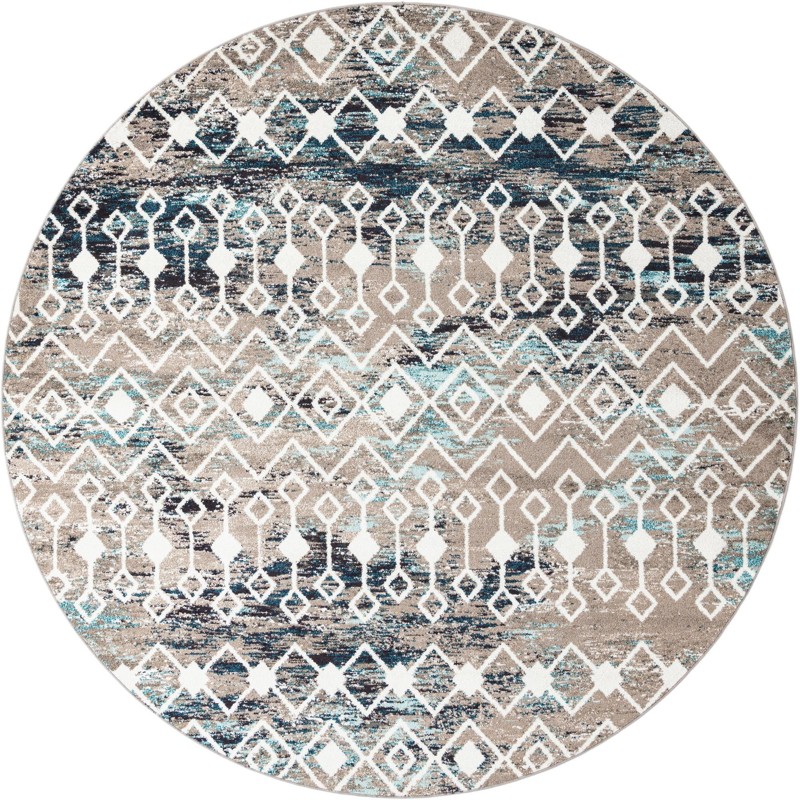 10' x 10' Boswell · Geometric trellis rug, gray and teal