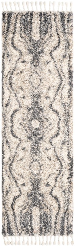 Helena · Abstract Shag Rug, ivory and gray