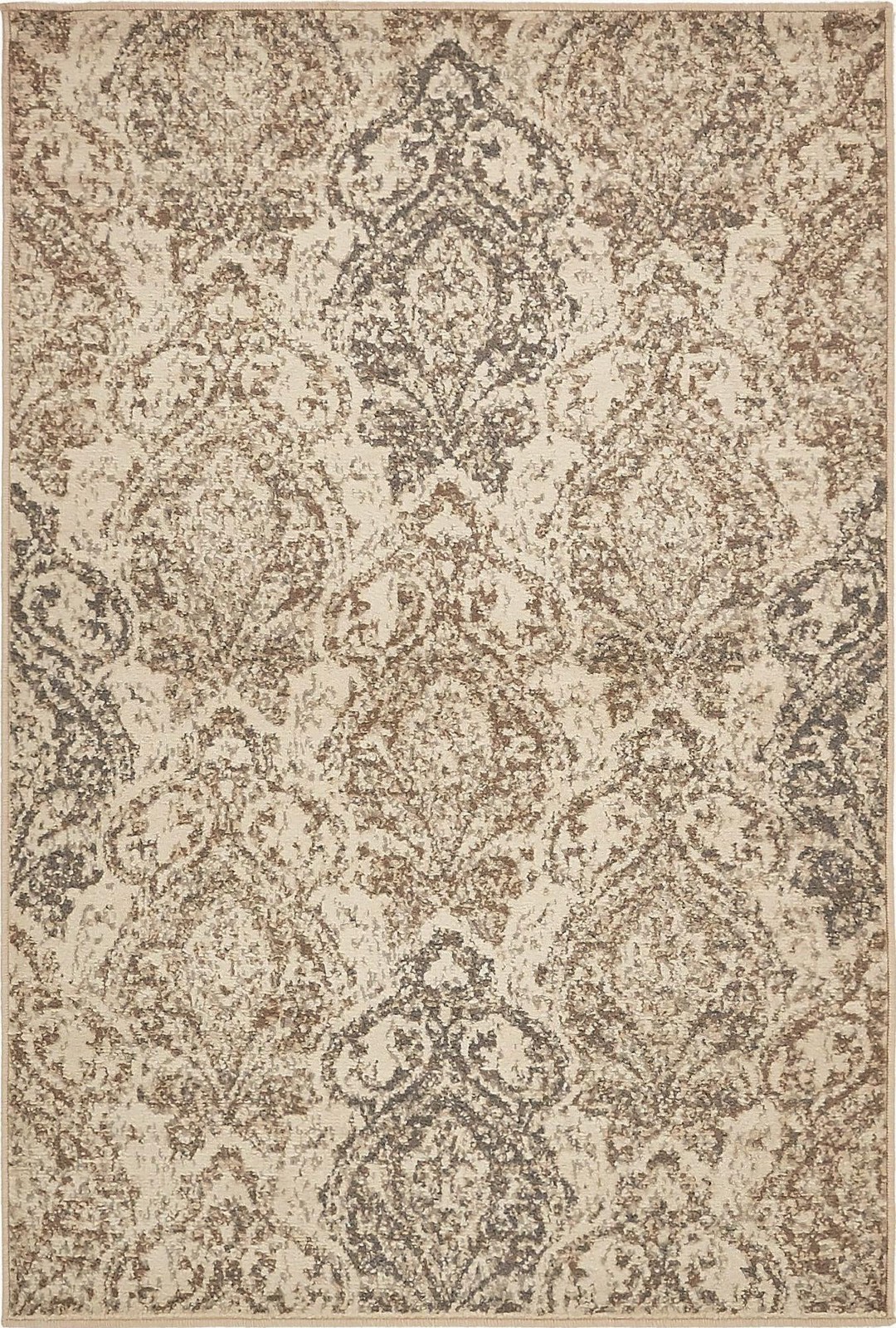 4' x 6' Maude · Damask rug, beige and brown