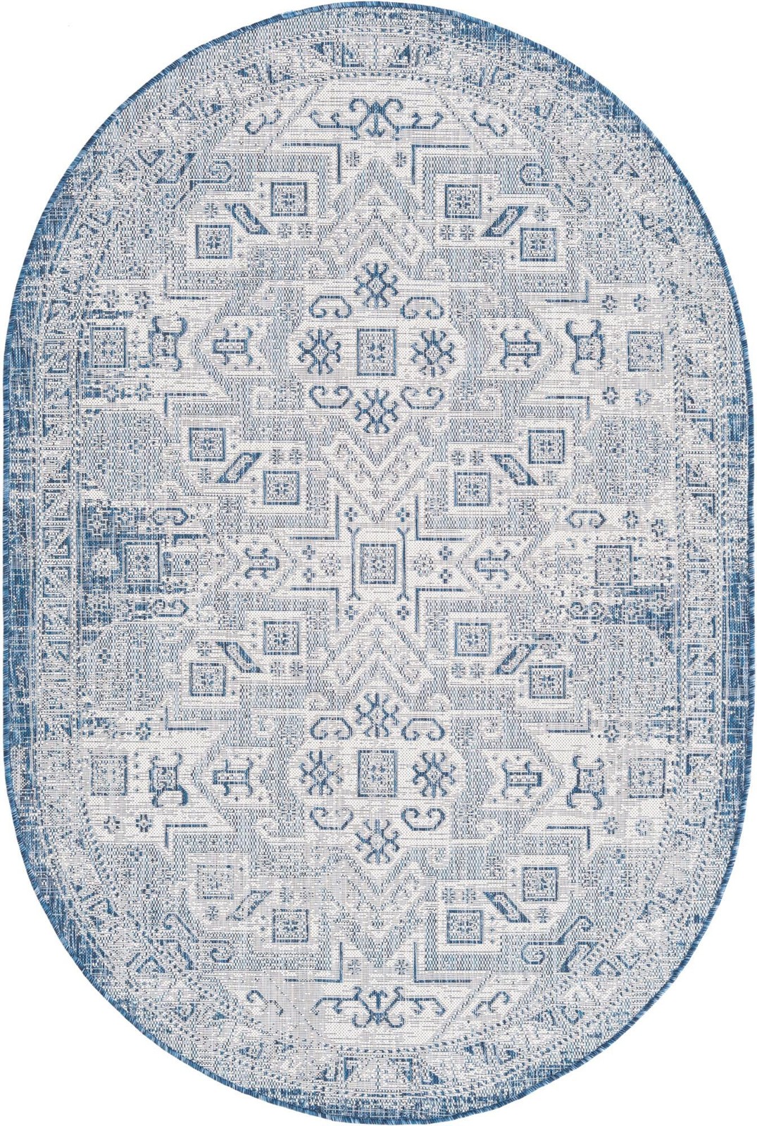 5' 3 x 8' Estuary · Medallion Outdoor Rug, blue