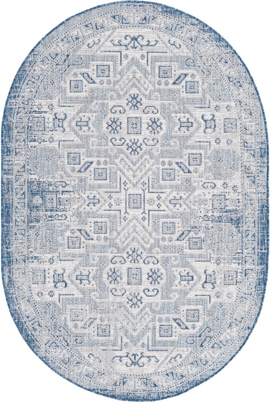 5' 3 x 8' Estuary · Medallion Outdoor Rug, blue
