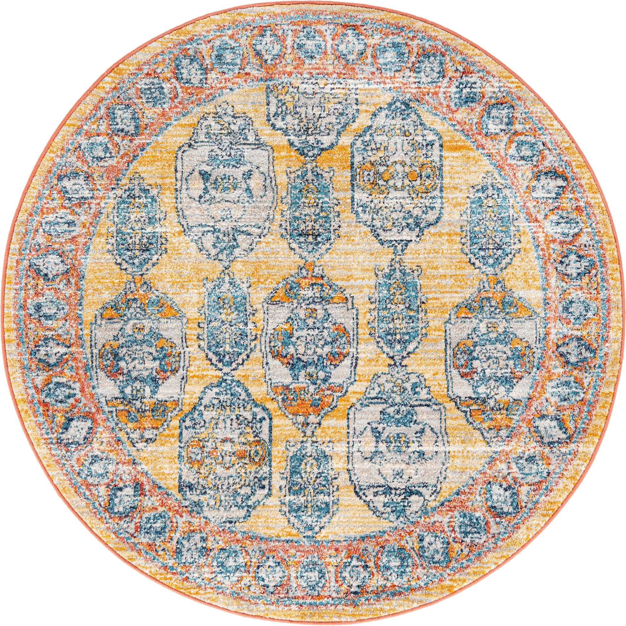 5' 2 x 5' 2 Pullman · Border rug, yellow