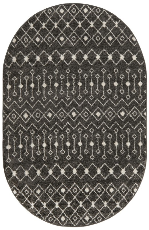 5' 3 x 8' Boswell · Geometric tribal rug, dark gray and ivory