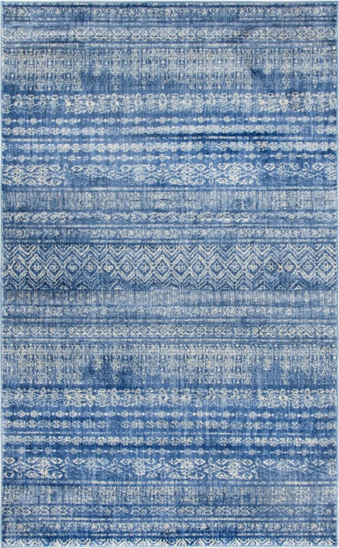 5' x 8' Keswick · Tribal striped rug, navy and ivory