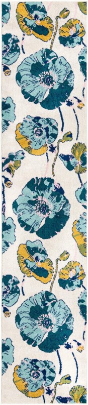2' 7 x 12' Hyland · Floral / botanical rug, white