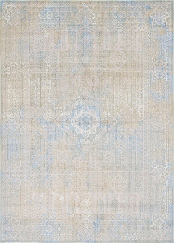 10' x 14' Beaman · Faded traditional rug, blue and ivory