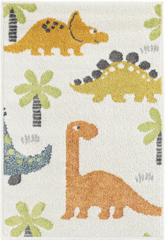 2' 2 x 3' 1 Ricketts · Dinosaur rug, multicolor and ivory