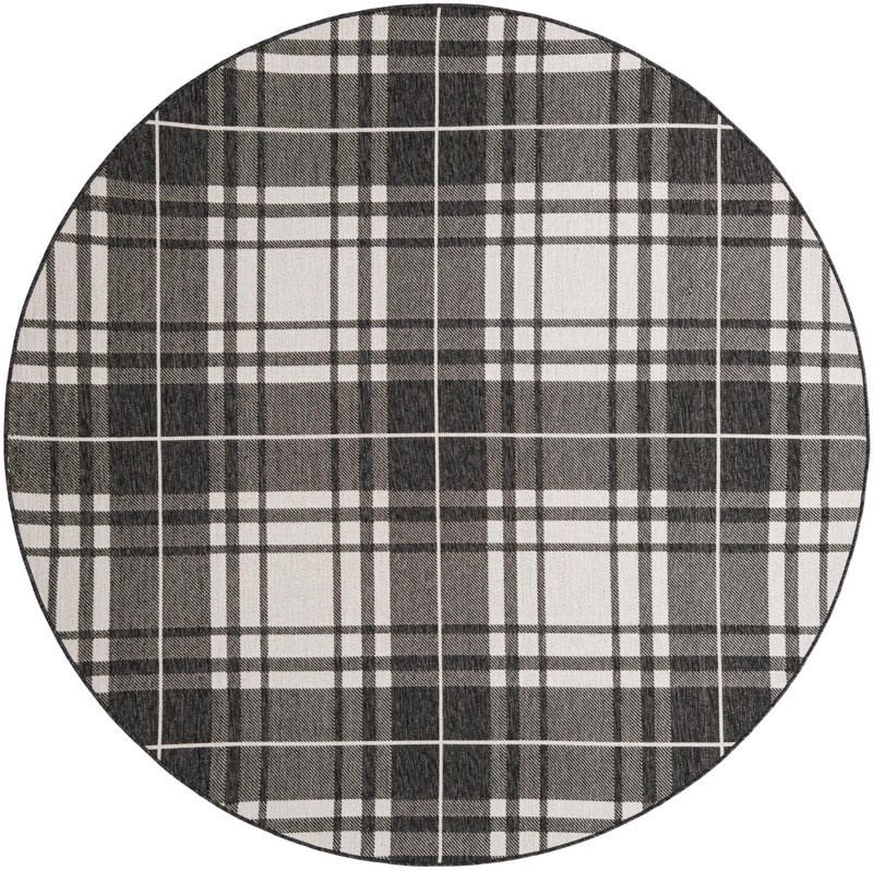 7' 10 x 7' 10 Maguire · Plaid Outdoor Rug, black and white