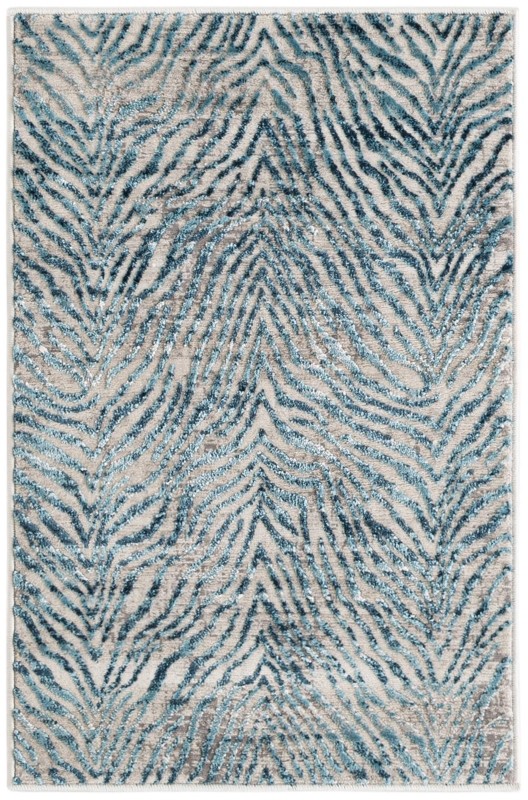 2' x 3' Beckford · Zebra rug, teal and cream