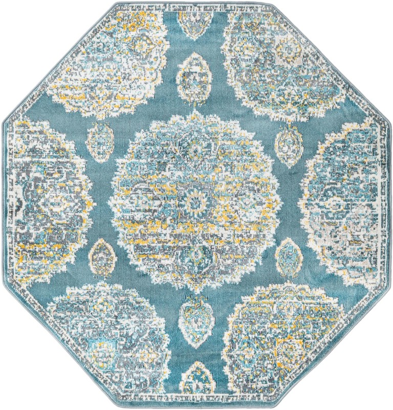 4' x 4' Mather · Medallion rug, gray