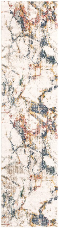 2' 2 x 8' Hume · Abstract rug, white and multicolor