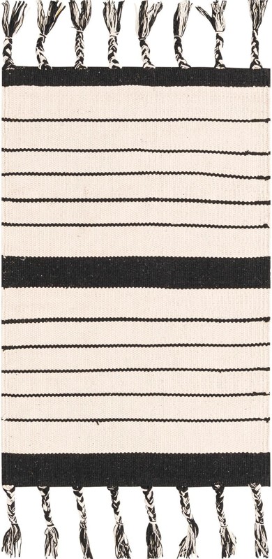 2' x 3' 1 Ottley · Striped Chindi Rug, black and white