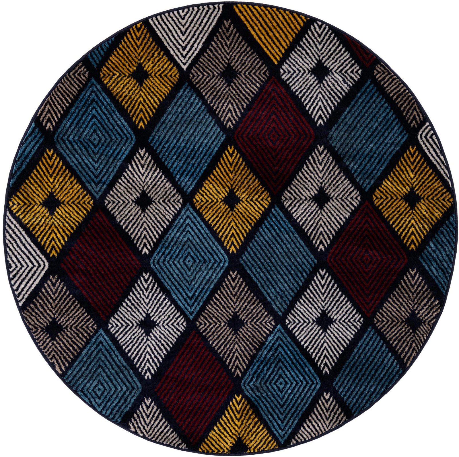 5' 3 x 5' 3 Partridge · Diamond rug, navy and multicolor
