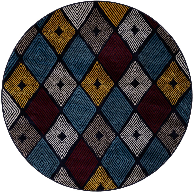 5' 3 x 5' 3 Partridge · Diamond rug, navy and multicolor