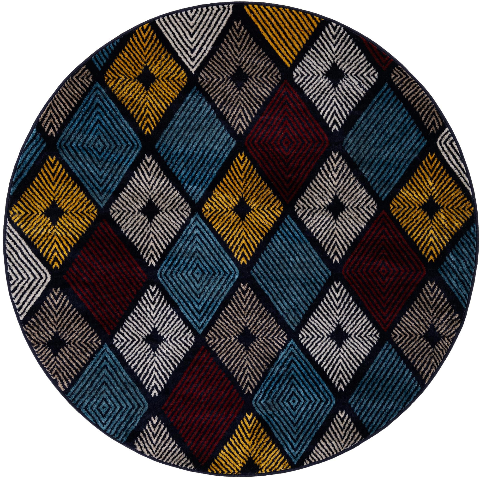 5' 3 x 5' 3 Partridge · Diamond rug, navy and multicolor