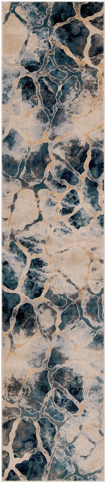 2' 7 x 12' Linden · Abstract rug, navy and beige