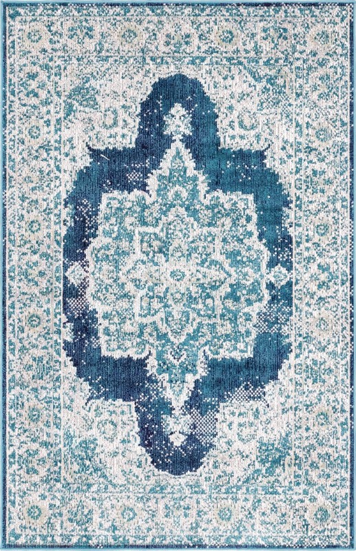 4' x 6' Marjorie · Border rug, navy