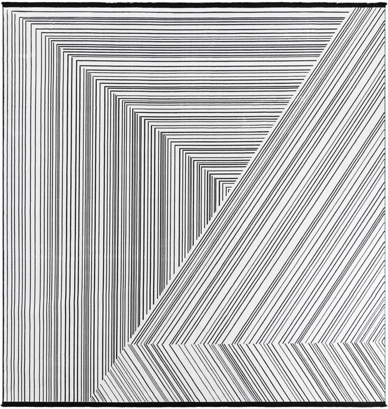 10' x 10' Shrewsbury · Geometric line rug, black and white