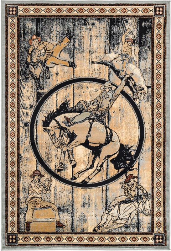 5' 3 x 8' Howell · Border rug, blue
