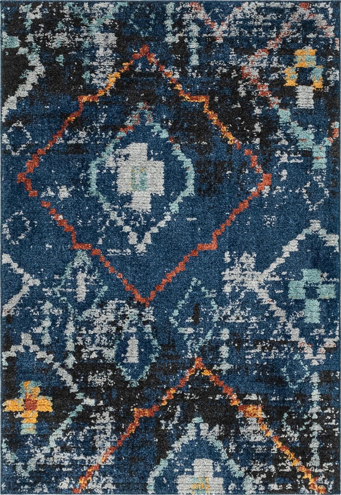 4' x 6' Burr · Abstract rug, navy