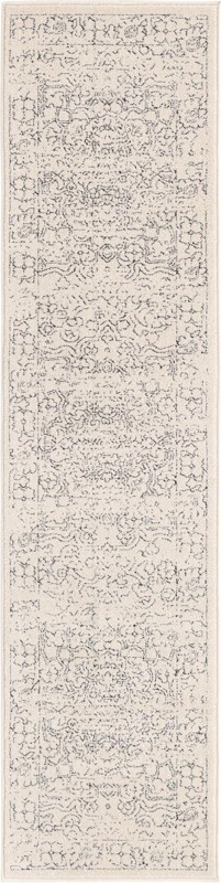 Taos · Botanical border rug, white and black