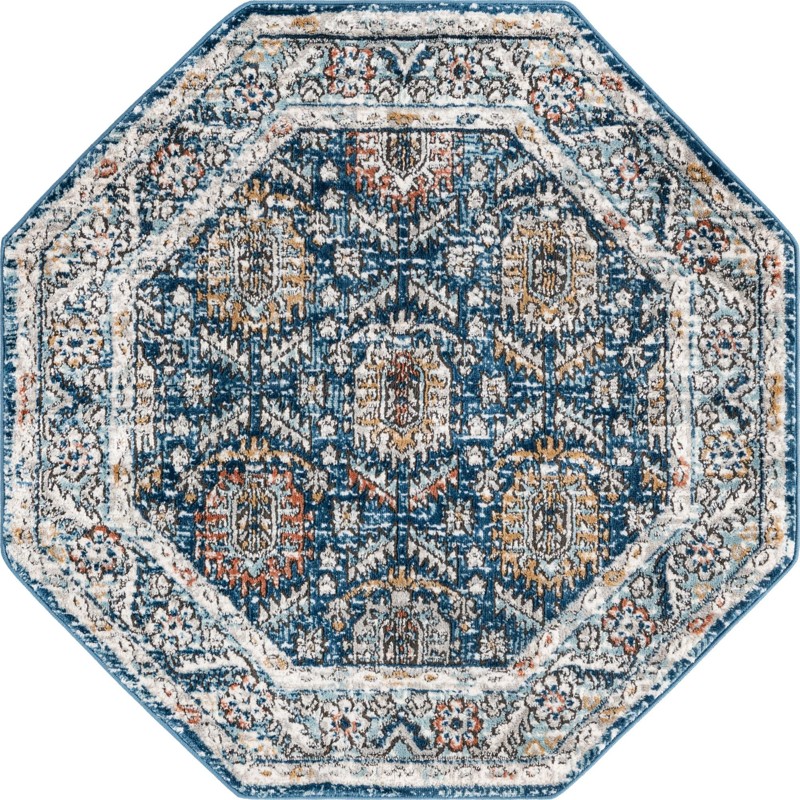 4' x 4' Bozeman · Border rug, blue