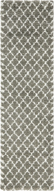 2' 7 x 10' Jameson · Lattice shag rug, gray and ivory