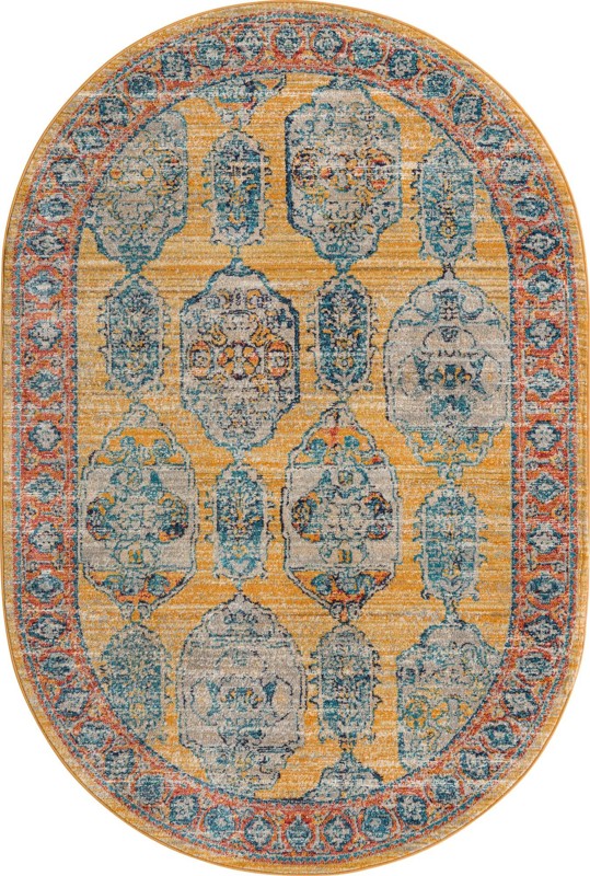 5' 3 x 8' Pullman · Border rug, yellow