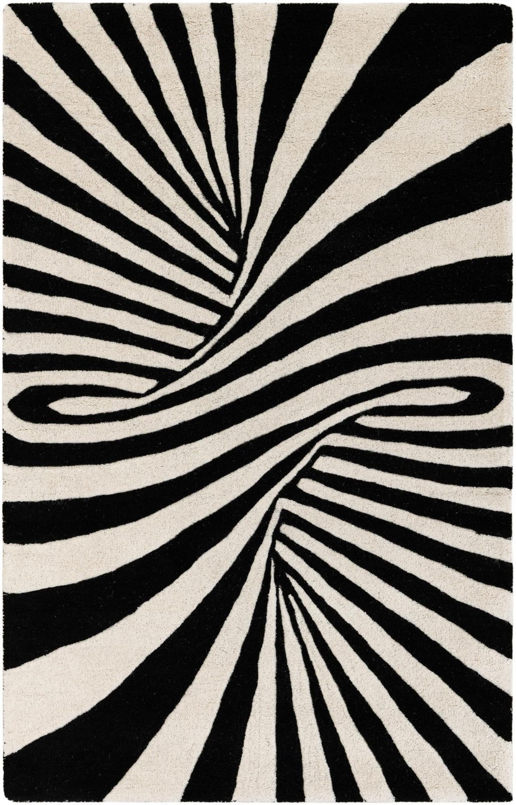 3' 3 x 5' 3 Featherstone · Abstract Wool Rug, black and white