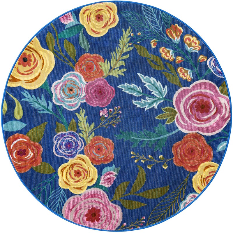 4' x 4' Burbank · Border rug, blue