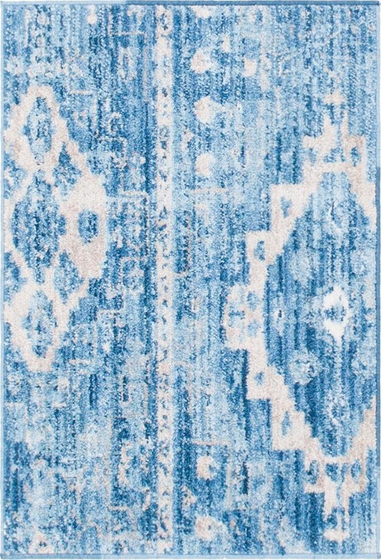 2' 2 x 3' Quinn · Distressed diamond rug, blue and beige