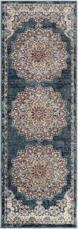 2' x 6' Neale · Border rug, denim blue