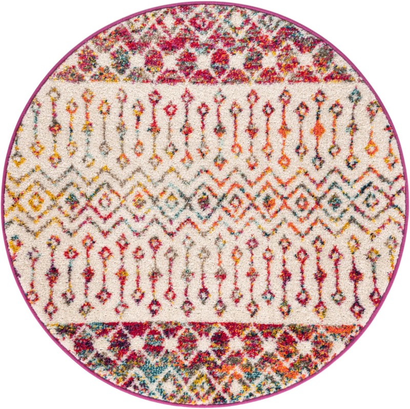 3' x 3' Vernon · Geometric tribal rug, ivory multi