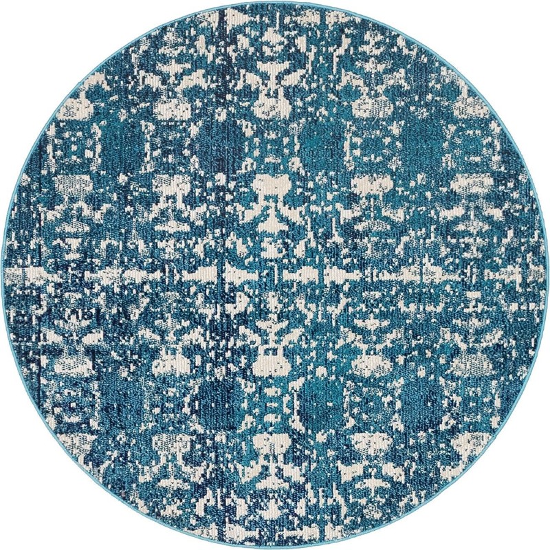 4' x 4' Basin · Abstract rug, navy