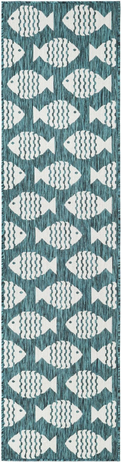 2' x 8' Beresford · Pictoral Outdoor Rug, turquoise