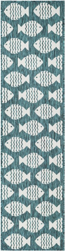 2' x 8' Beresford · Pictoral Outdoor Rug, turquoise